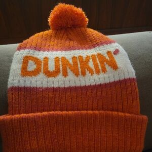 Dunkin' Orange and White Knit Beanie